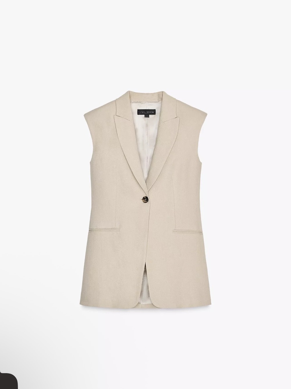 Zara Sleeveless Tailored Blazer Vest - Cream shoulder pads